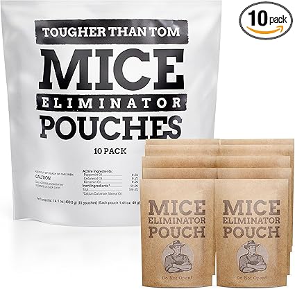 10 Pack All-Natural Mice Repellent Pouches – Harmless Peppermint Essential Oil Mouse Deterrent - Keep Mice Out of Your Home and Your Family Safe - by Tougher Than Tom