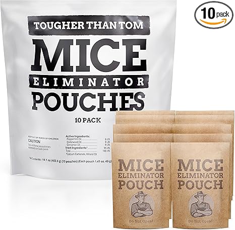 10 Pack All-Natural Mice Repellent Pouches – Harmless Peppermint Essential Oil Mouse Deterrent - Keep Mice Out of Your Home and Your Family Safe - by Tougher Than Tom