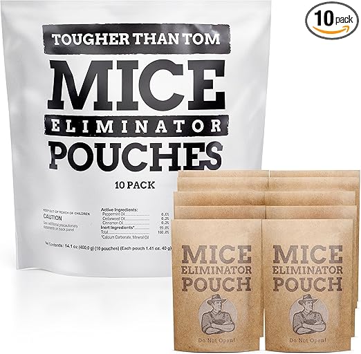 10 Pack All-Natural Mice Repellent Pouches – Harmless Peppermint Essential Oil Mouse Deterrent - Keep Mice Out of Your Home and Your Family Safe - by Tougher Than Tom