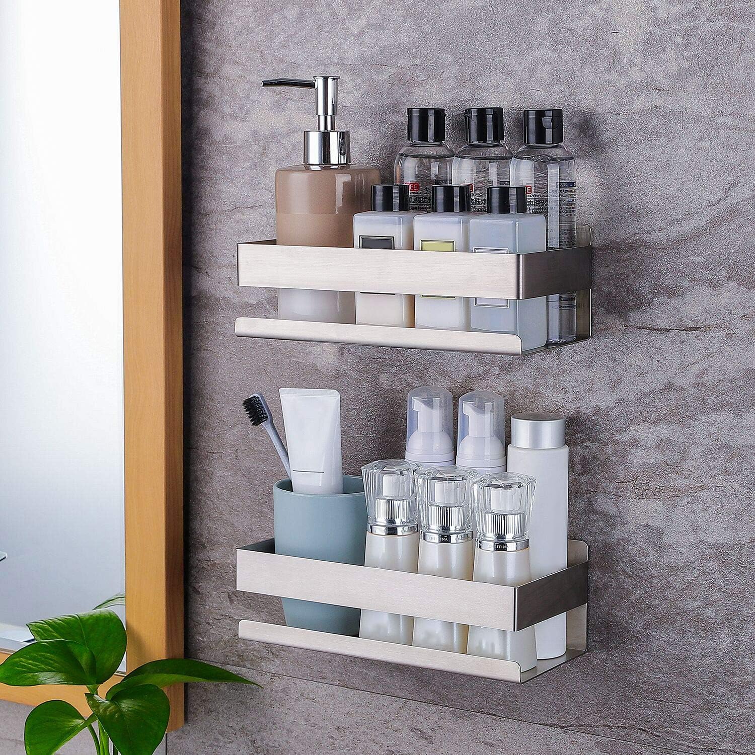 ZUNTO Mensola Doccia, Autoadesivo Mensole Bagno Angolare Organizzatore, SUS 304 Acciaio Inox