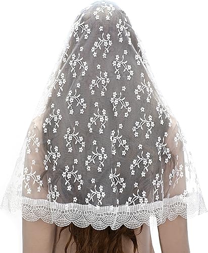 Vista 2 de Mantveil Velo de mantilla de iglesia católica velo largo vintage cristiano latino misa cubierta de cabeza española velos capilla de encaje