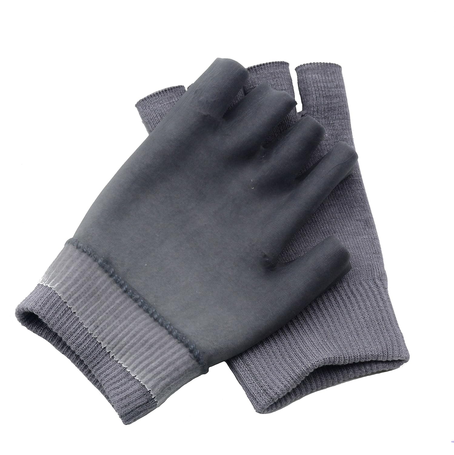 1 Pair Moisturizing Spa Gloves Half Finger Touch Screen Gloves Gel Glovers Gel Line with Essential Oils and Vitamin E for Dry Cracked Hand (Grey)