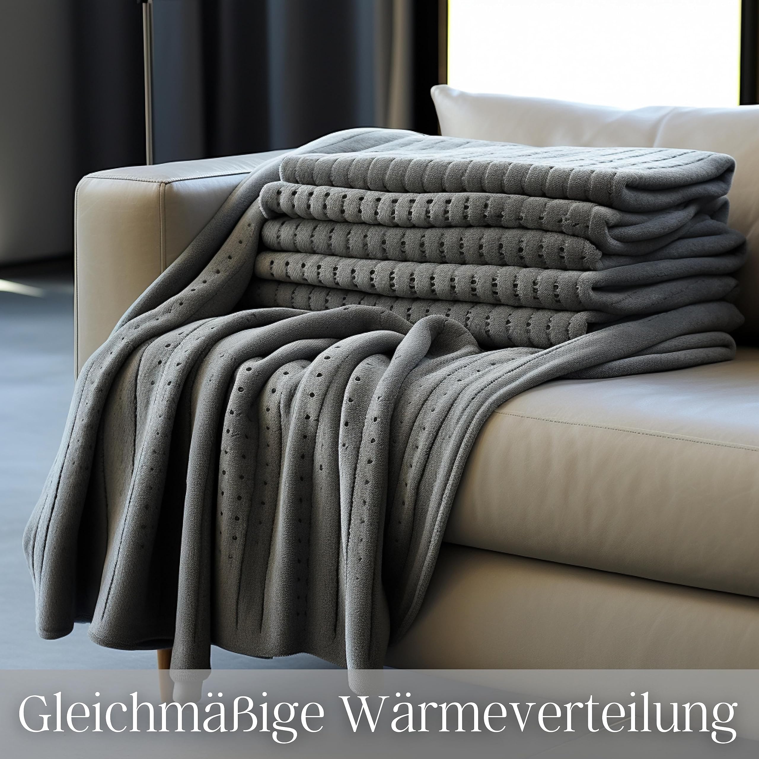 Steinborg Elektrische Heizdecke mit Abschaltautomatik | 150 x 80 cm | 6h Timer | bei 30° waschbar | 6 Temperaturstufen | Fernbedienung | Wärmedecke | Wärmeunterbett | Wärme Decke