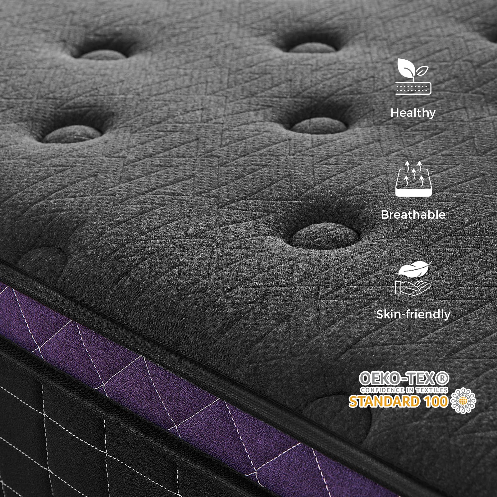 Inofia Matelas double en mousse visco-élastique à ressorts ensachés de 30