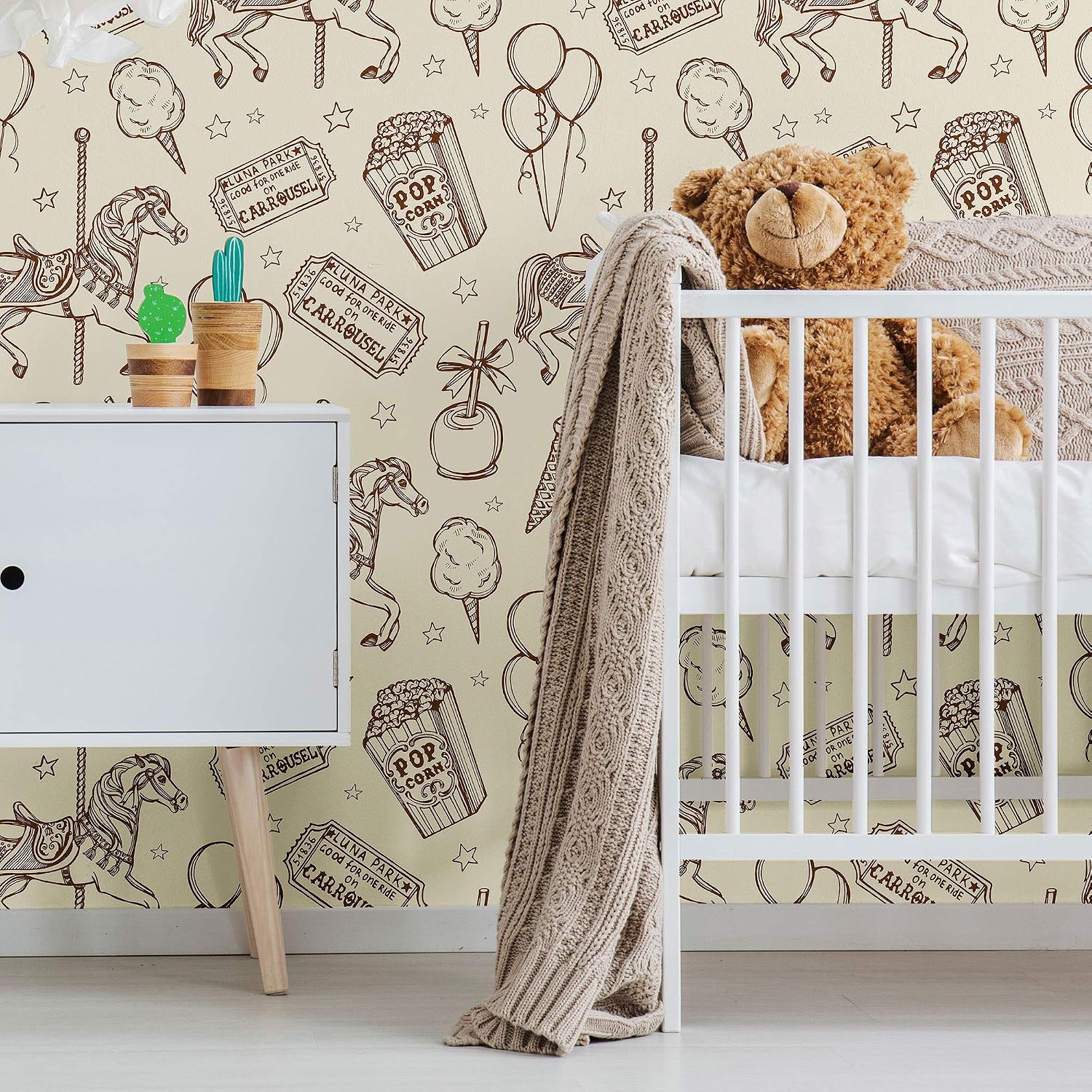 Walls By Me Peel and Stick Tan Animal Themed Removable Wallpaper 9501-2ft x 4ft (61x122cm)