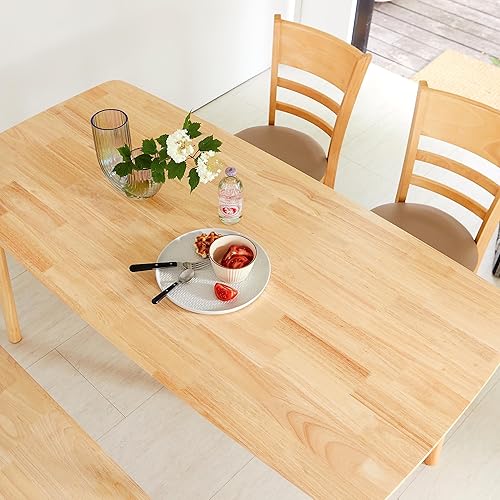 Miniatura 6 de Livinia Aslan Mesa de comedor rectangular de madera de roble malayo de 59 pulgadas, escritorio grande de cocina de madera maciza (roble natural)