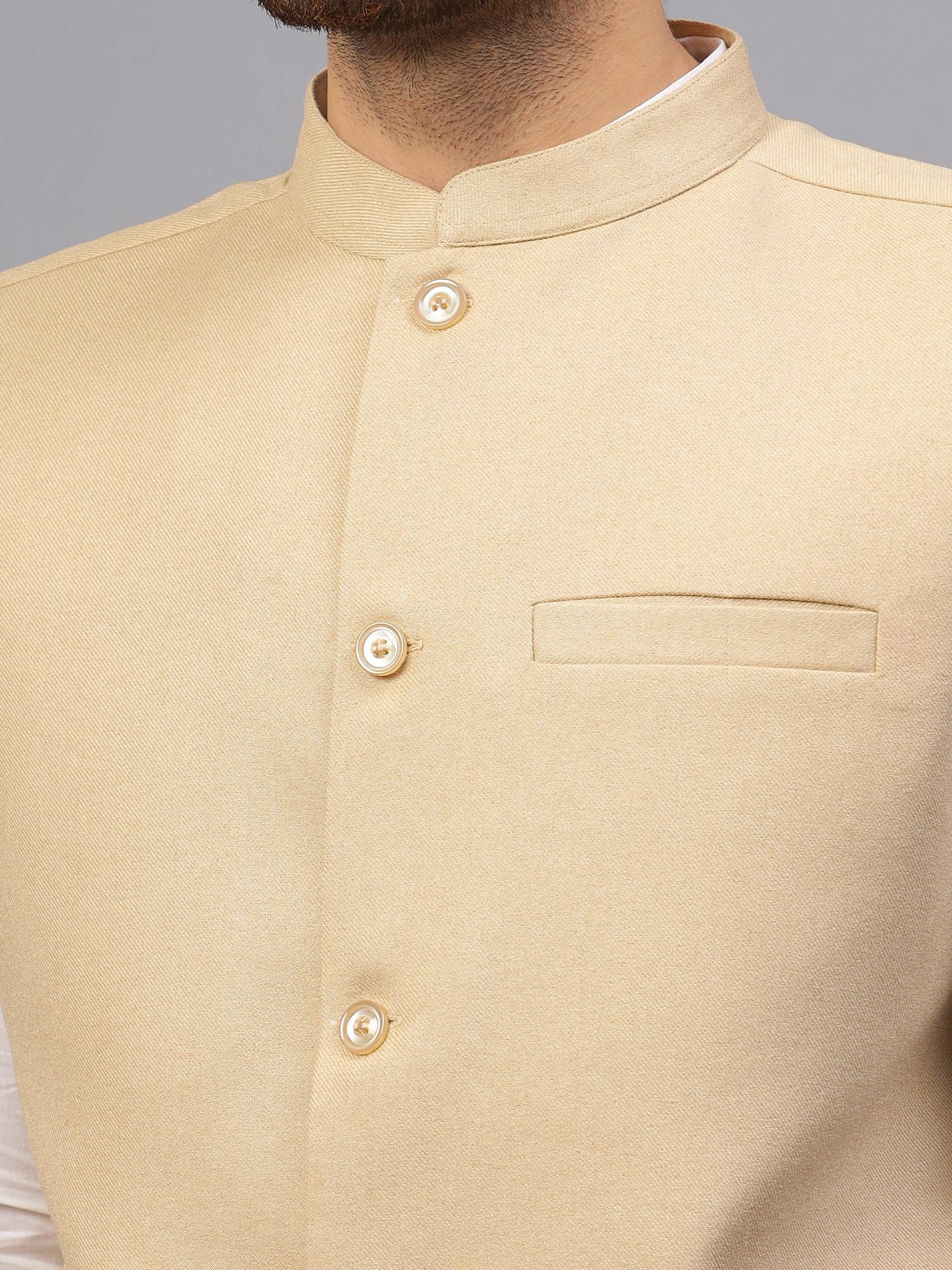 LATEST CHIKAN Men's Traditional Silk Cotton Geometrical Printed Premium Nehru Jacket/Waistcoat -SADRI-JC-BG-40 - Image 6 thumbnail