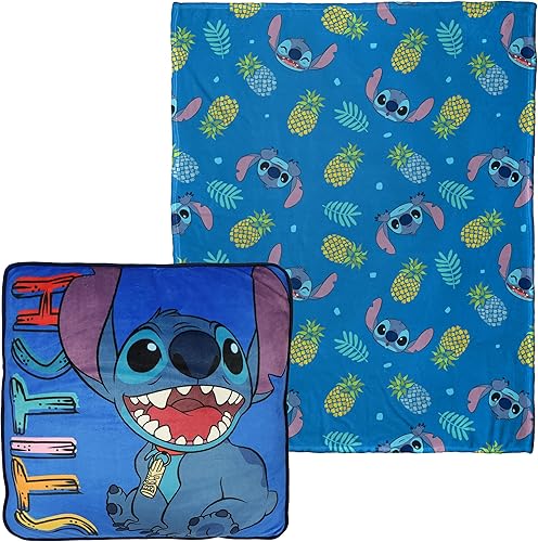 Northwest Disney's Lilo and Stitch Cloud - Juego de almohada elástica y manta táctil de seda, almohada de 14 pulgadas, manta de 40 x 50 pulgadas,