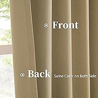 Vista 4 de Keqiaosuocai - 2 paneles de cortinas completamente opacas, de lino, con pestaña trasera, estilo rústico de granja, para sala de estar o casa