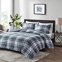 Vista 16 de Madison Park Essentials - Juego de ropa de cama con edredón a cuadros Parkston, funda a juego, cubierta antimanchas Scotchguard 3M, hipoalergénico