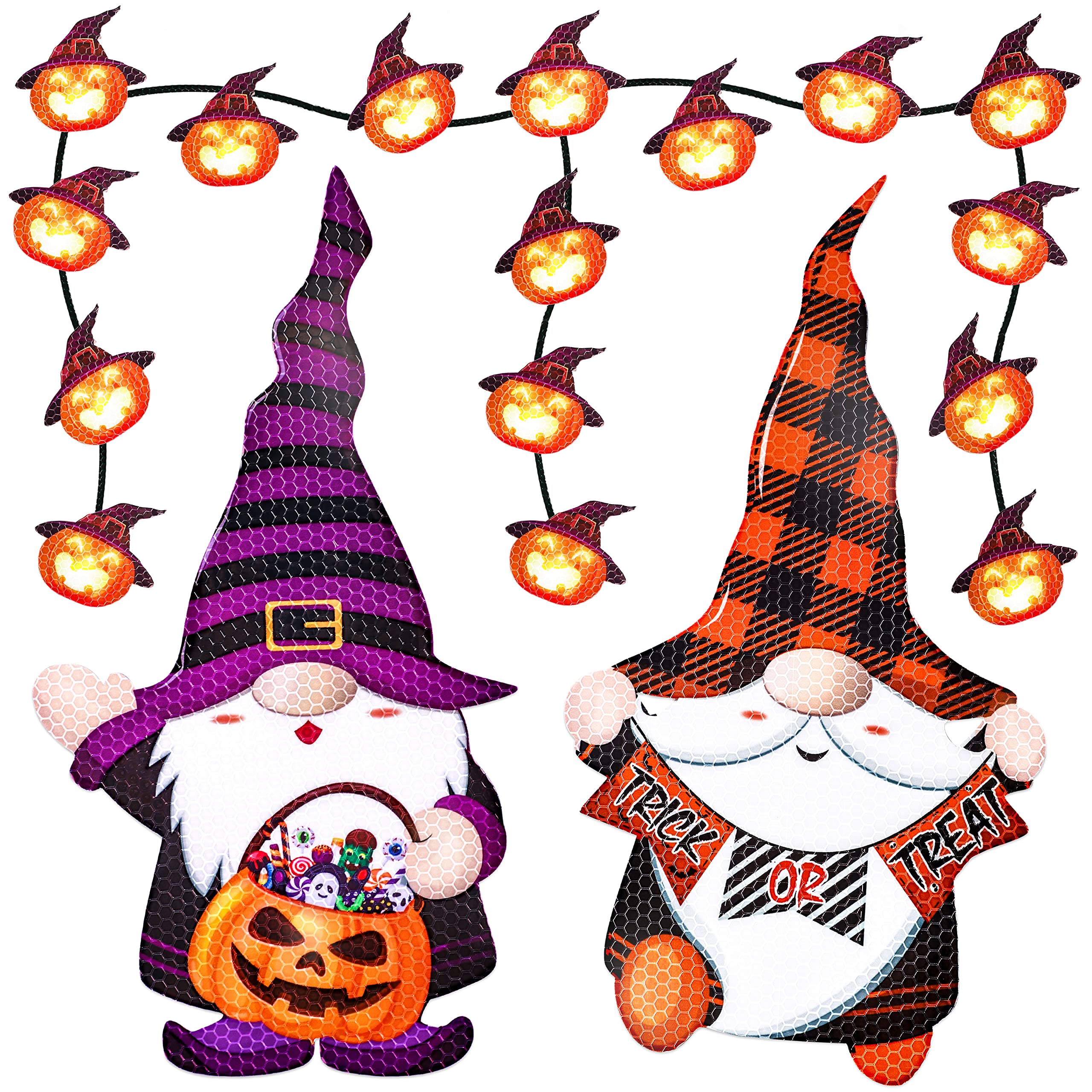 30PCS Halloween Car Refrigerator Decorations - Reflective Pumpkin Gnome Magnet Accessories Set Trunk/Trick or Treat Decor
