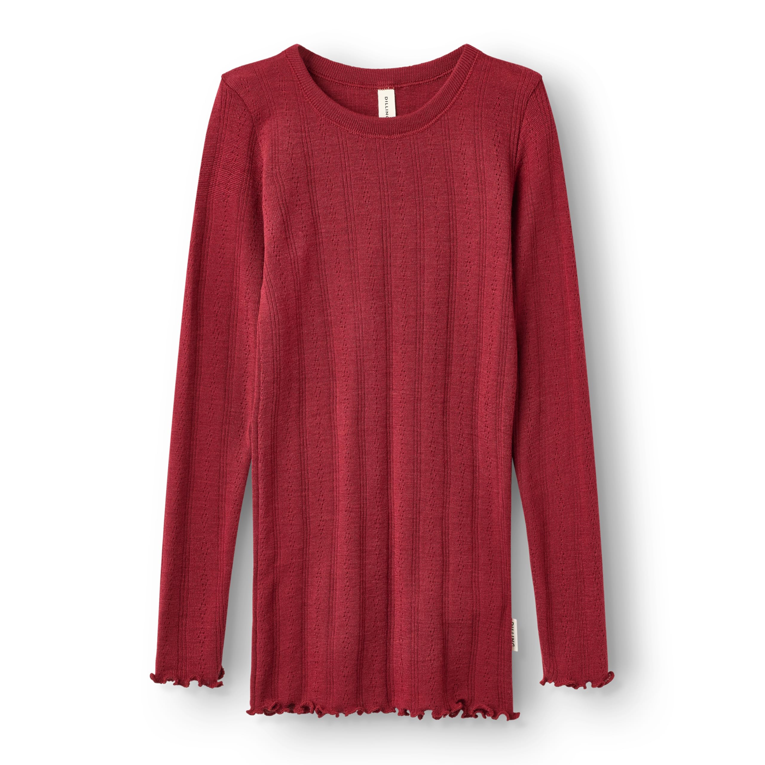 Dilling Kinder Langarmshirt Bio-Merinowolle Pointelle Baselayer Unterwäsche strukturierte Optik atmungsaktiv