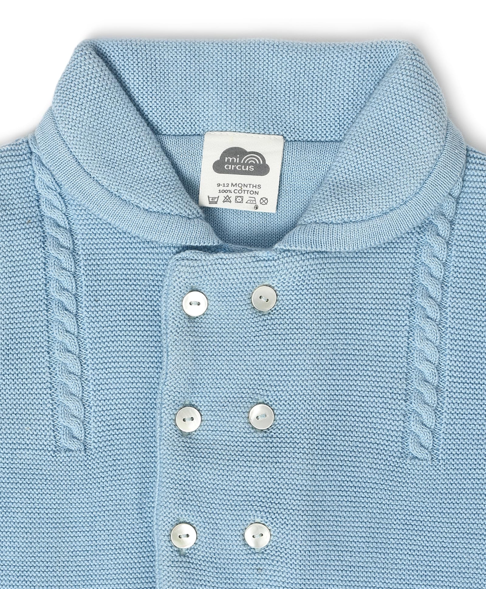 Mi Arcus Solid Sky Blue Double-Breasted Pea Coat for 3-4 Years Baby Girl Boy Kids Infants Toddlers - Image 4 thumbnail