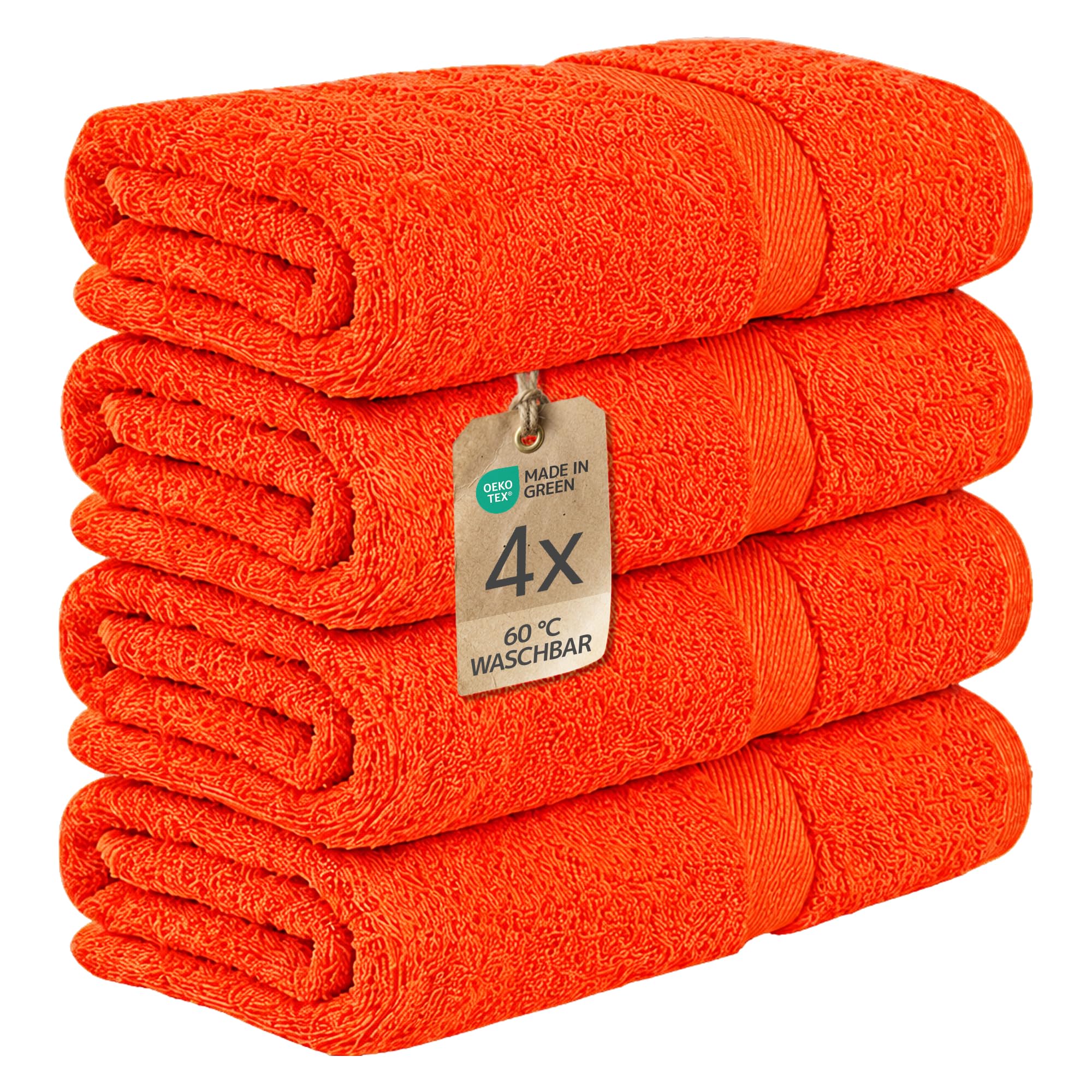etérea 4er Set Badetücher Carli Orange 100x150 cm 500 g/m² Frottee