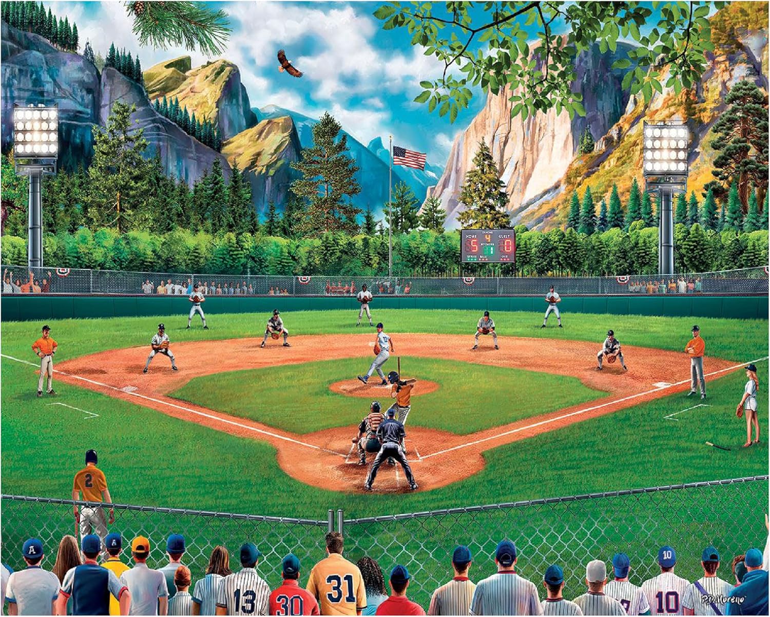 White Mountain 1000 Piece Jigsaw Puzzle Baseball Game Sports Puzzles with Large Pieces for Adults and Family 24"x30" - Field of Dreams