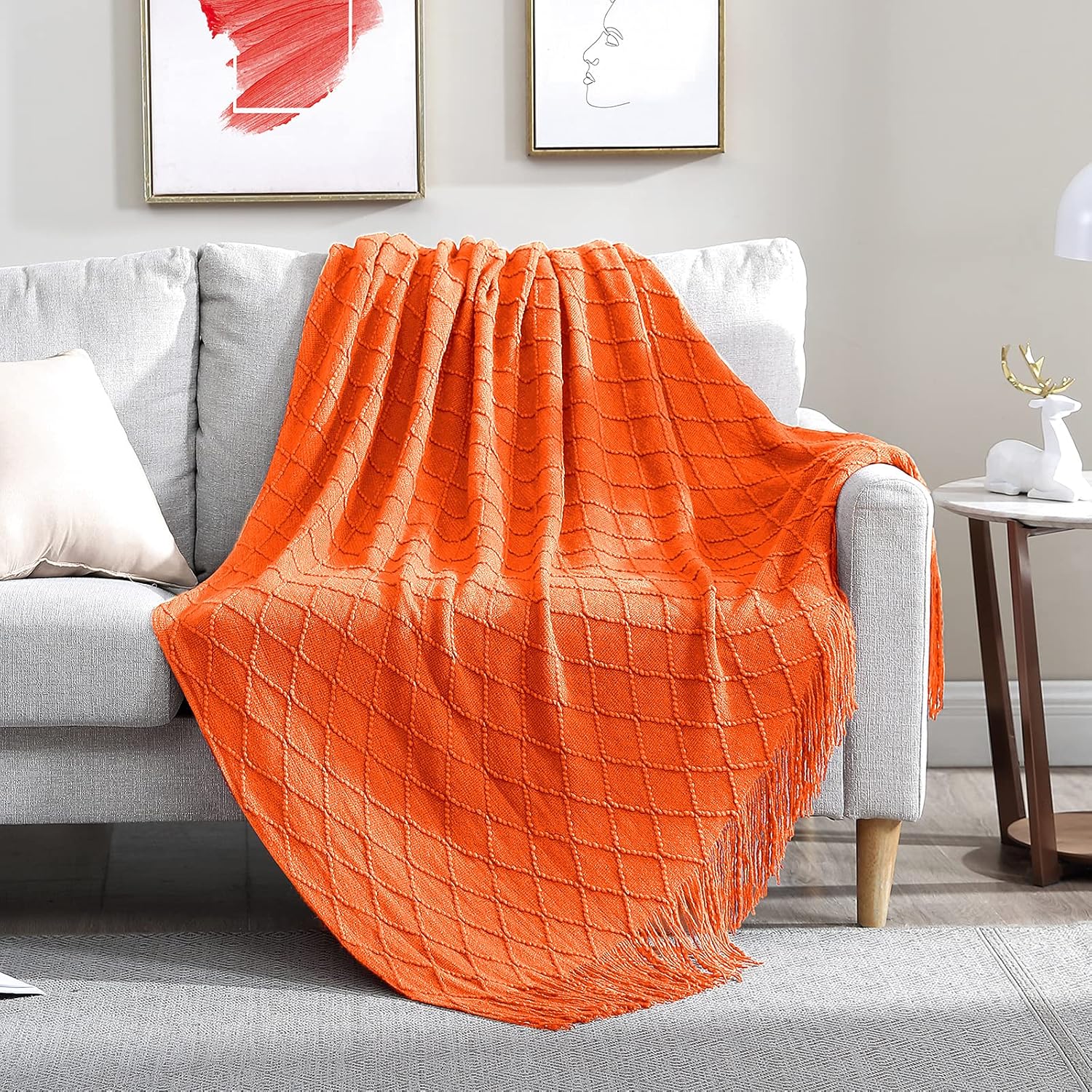 Walensee Throw Blanket for Couch, 50 x 60 Orange, Acrylic