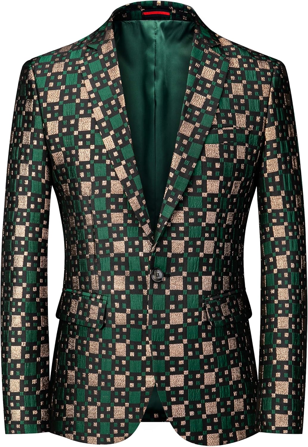 UNINUKOO Men's Blazer Plaid Casual Slim Fit Sport Coats One Button Lightweight Checkered Suit Jacket