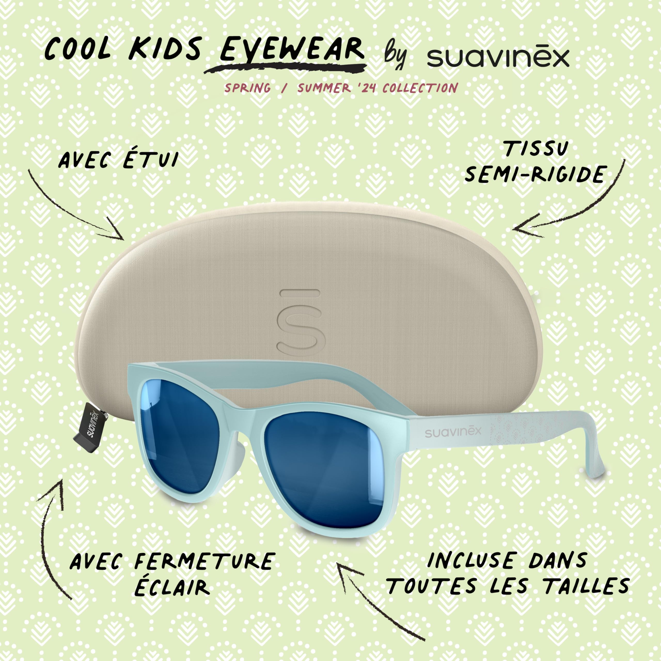 Suavinex, Lunettes de Soleil pour Adultes, pour Homme et Femme, Lunettes Polarisées avec filtre UV 400, 100% Protection UVA et UVB, CAT 3, avec Étui, Très Flexibles et Légères, Rose