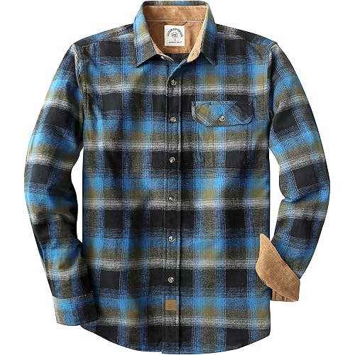 Dubinik® Flannel Shirt for Men Long Sleeve Casual Brushed 100% Cotton Vintage