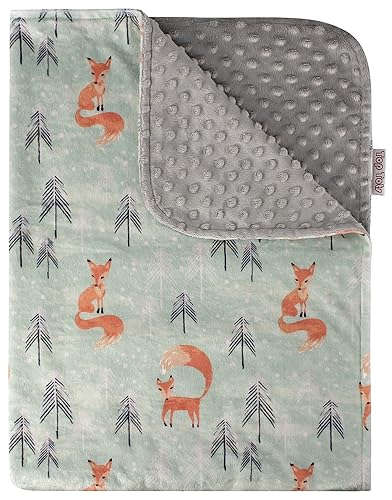 Top Tots Baby Blanket - Spirited Orange Fox with Grey
