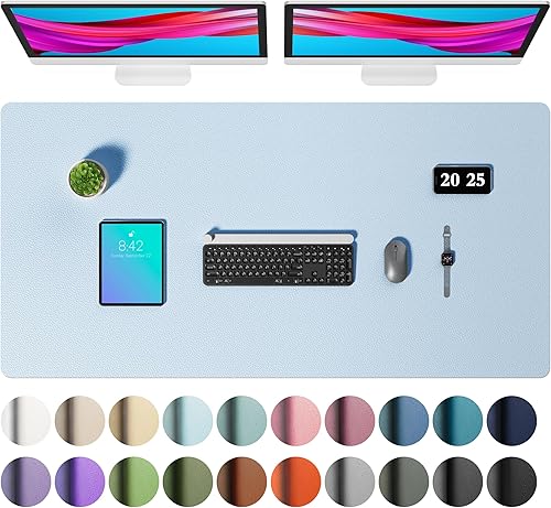 Miniatura 27 de Aothia - Protector de escritorio de cuero sintético, base para mouse, superficie antideslizante e impermeable para escribir y para laptop, para