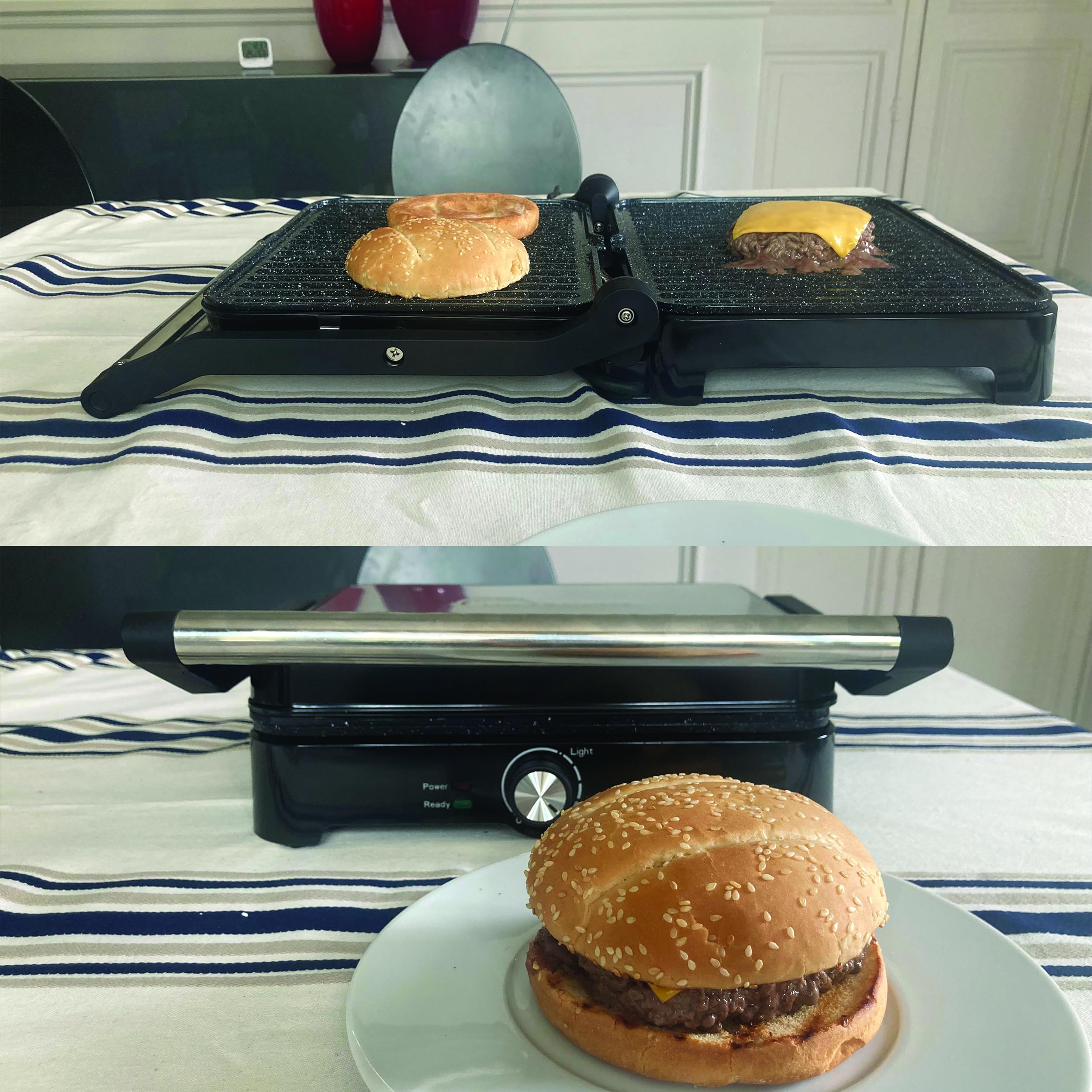 LITTLE BALANCE 8744 Speed Grill, Grill Viande électrique, Multifonction, Viande, Légumes, Paninis, Plaques sans PFAS, Antiadhésif, 2000 W, Noir