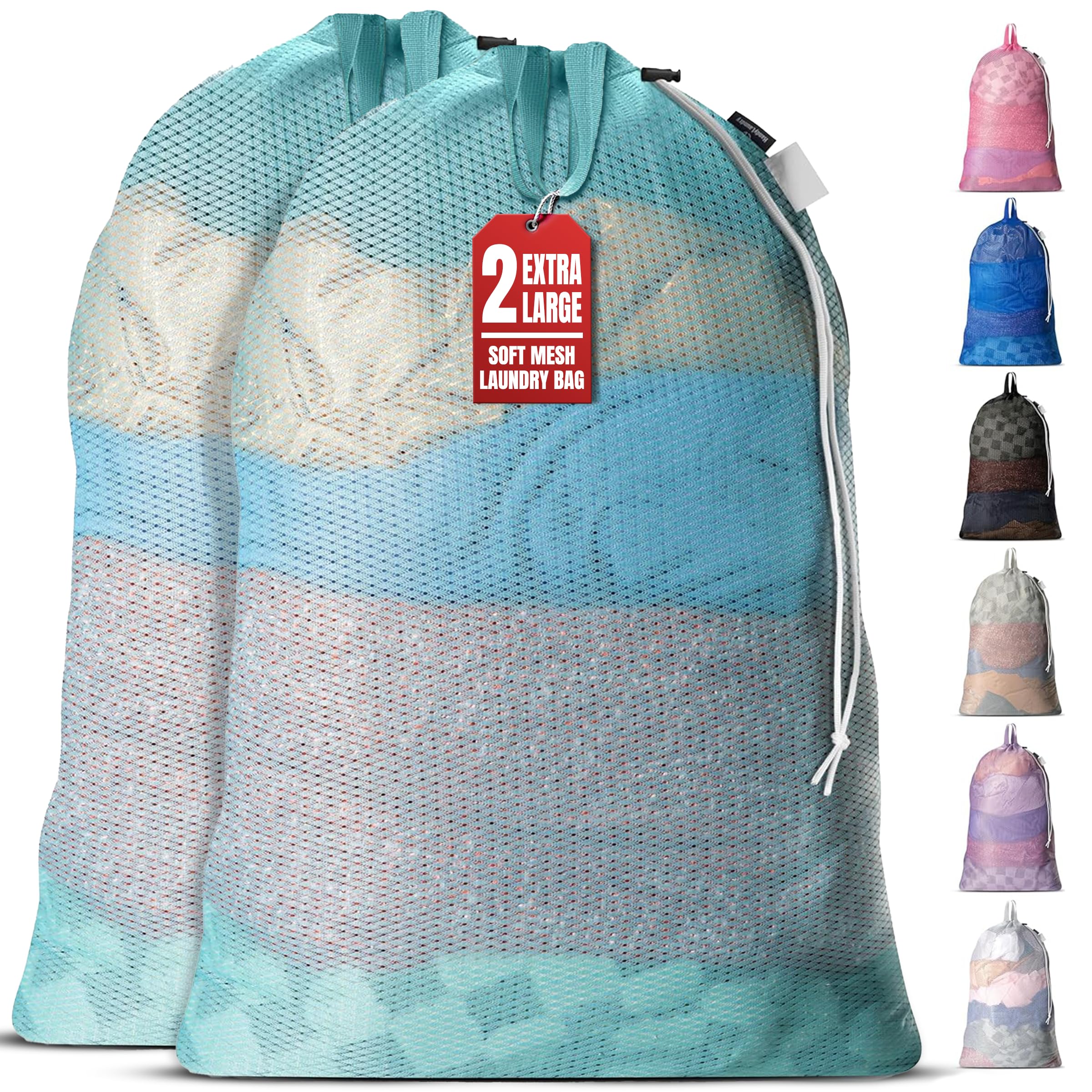 Bolsa de malla para lavandería duradera de gran capacidad lavable y con asas 7