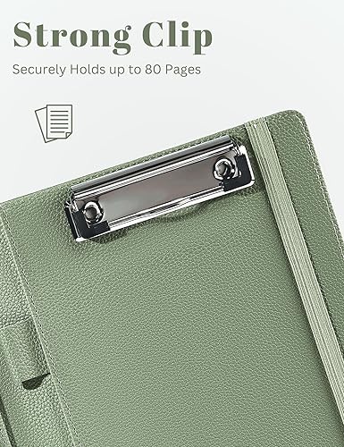 Vista 12 de Mymazn - Portapapeles pequeño Junior Padfolio Folio 7 x 9 Cuaderno de escritura recargable, carpeta de piel sintética A5 para bloc de notas, bloc