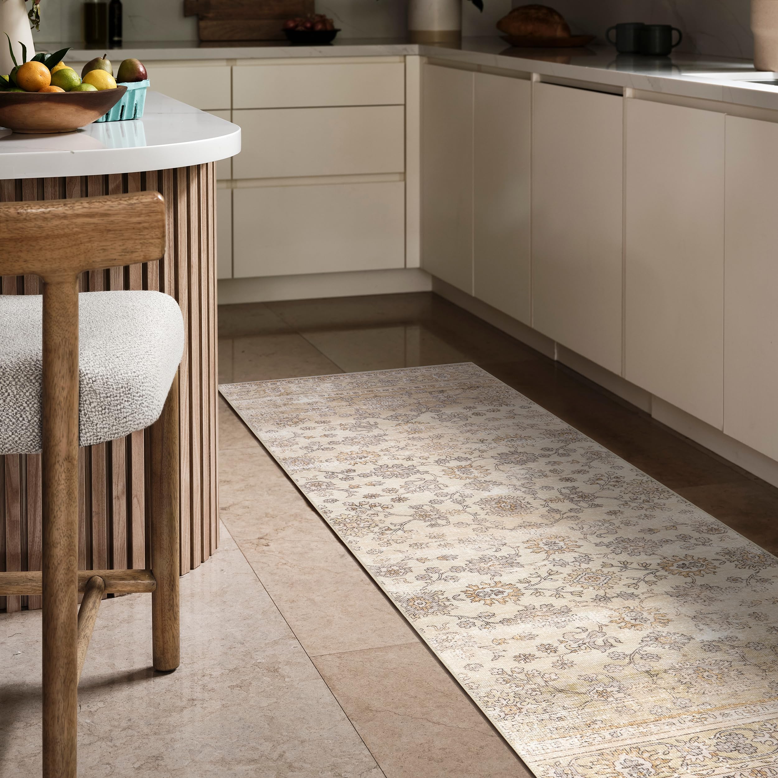 Tapis de salon beige Sia nuLOOM 0,8x1,8 m au design raffiné et imperméable