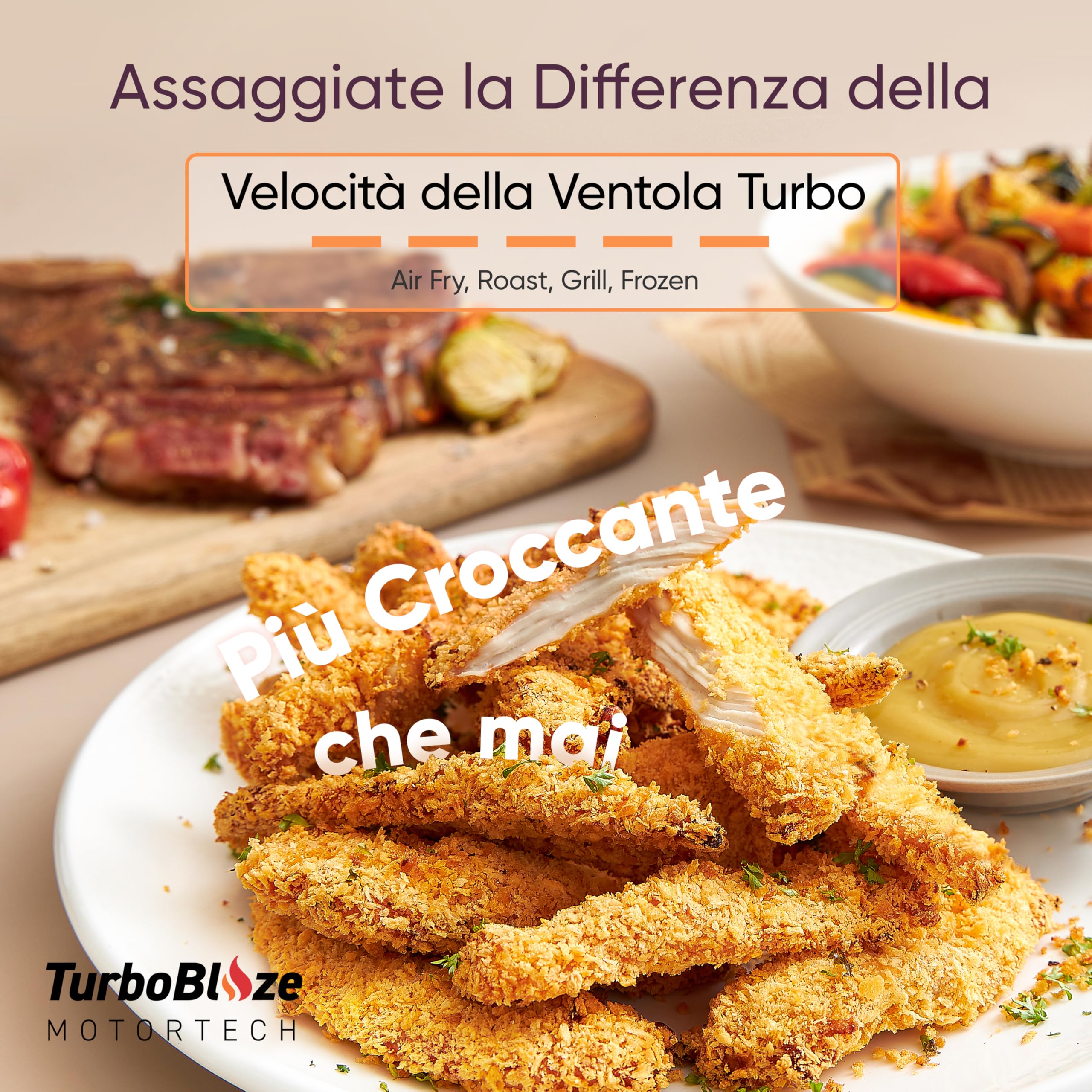 COSORI Friggitrice ad Aria Turbo Blaze 6L (1,36Kg), Air Fryer con DC Motore, 9 + 1 Funzioni & 5 Velocità della Ventola Automatica, 110 Ricette & 96 Tabelle di Cottura degli Ingredienti, 1725W, Bianco