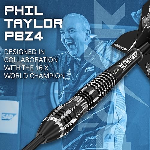 Miniatura 2 de Phil Taylor Power 8-Zero Black P8Z4 - Juego de dardos (80% acero de tungsteno)