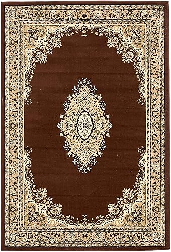 Vista 265 de Unique Loom Reza Collection- Alfombra, Polipropileno, Marrón Marrón/ marfil