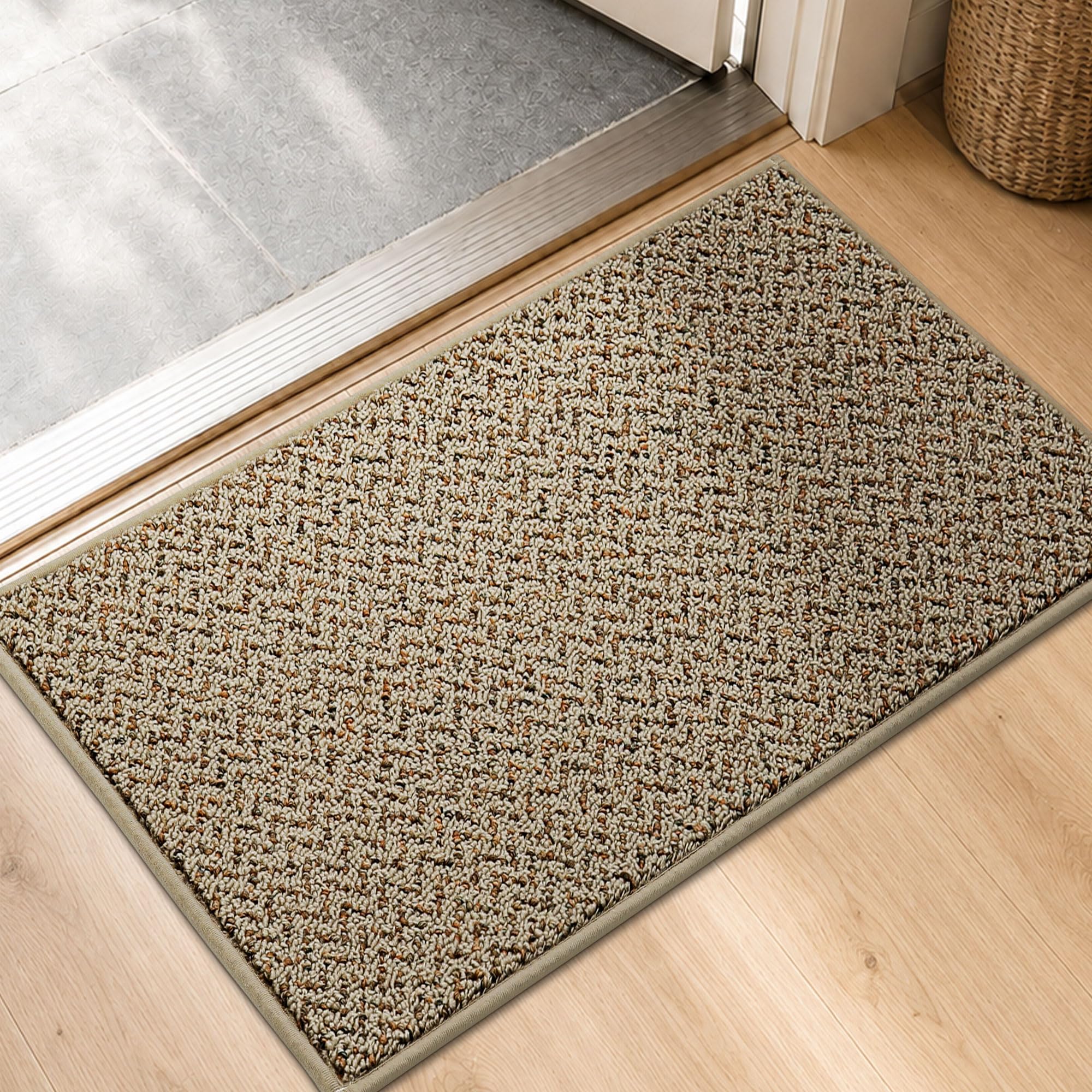COSY HOMEER Indoor Doormat 43x76 cm, Nonslip TPR Backing Indoor Floor Mat for Inside Door Entrance Entryway, Polypropylene Washable Back Door Mat Area Rugs, Beige — image 1