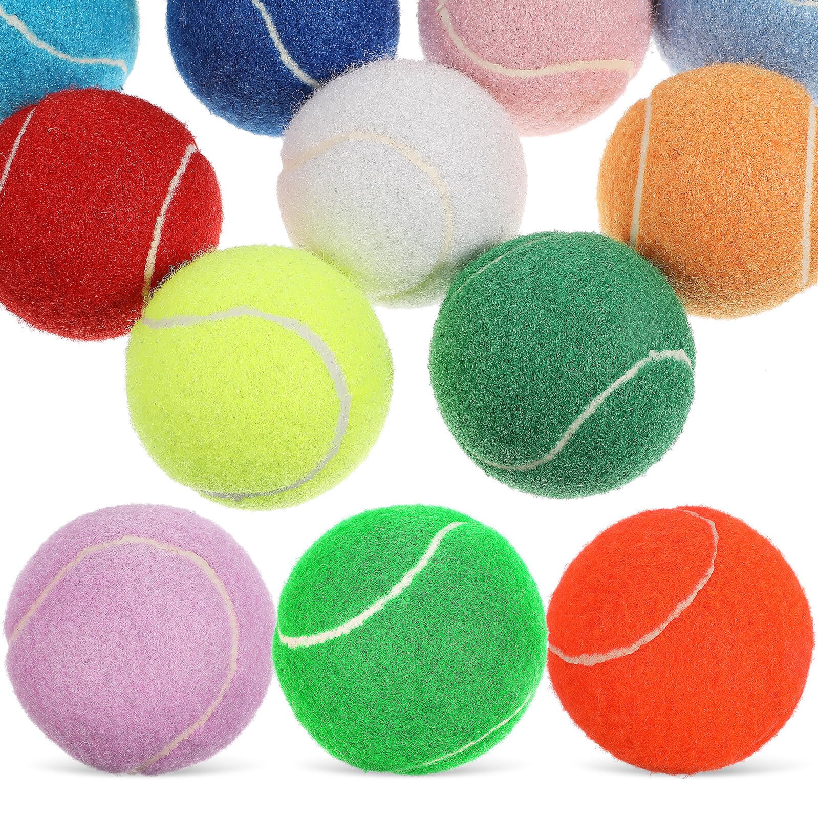 Tofficu 12 Robuste Tennisbälle für Hunde aus Gummi mit Tasche Trainingsspielzeug für Kleine und Welpen Langlebiges Hundespielzeug aus Chemischem Faserstoff Zufällige Farbe