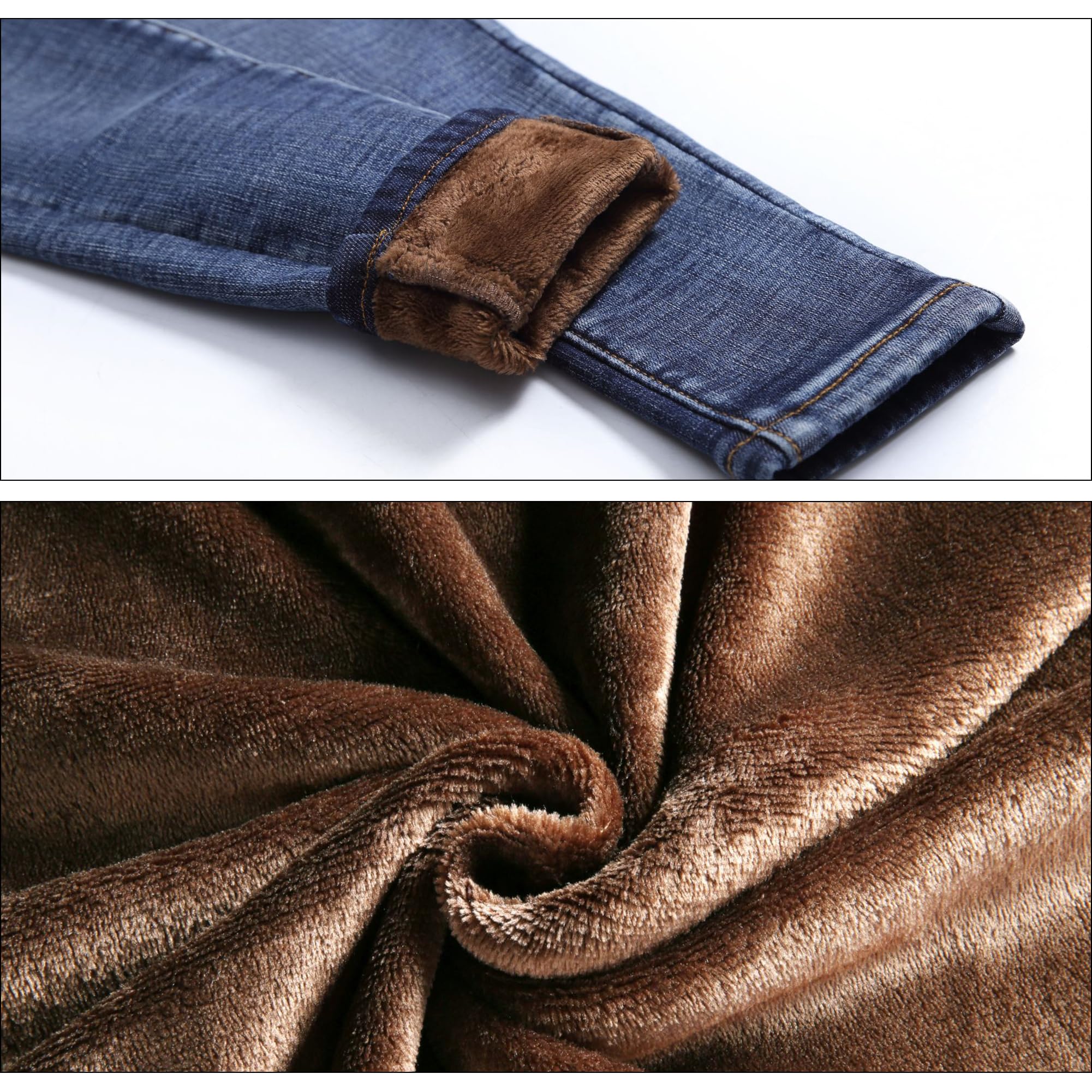 Jeans termici da donna, pantaloni termici, leggings con interno in pile, invernali, con calda imbottitura, pantaloni dritti con ampio elastico, cinturino in pile, jeans da donna