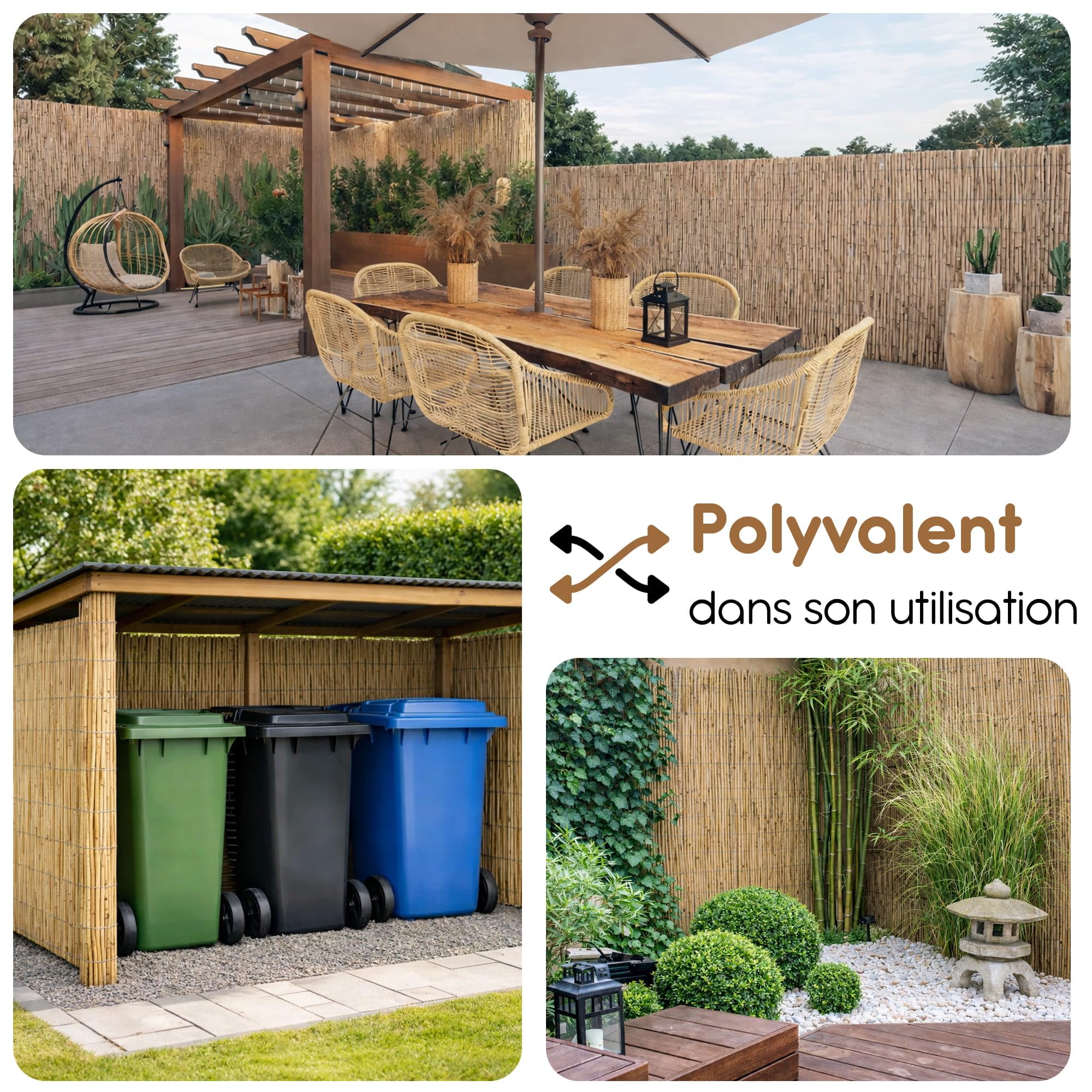 BooGardi Canisse en Roseau 150 x 600 cm · Brise-Vue Balcon résistant aux intempéries en 12 Tailles · Pare-Vue pour Jardin, terrasse et clôture · Hauteur 150 cm