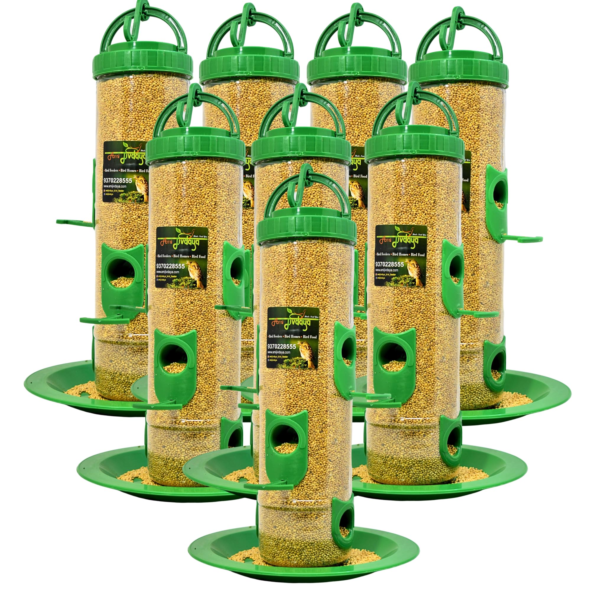 Skybeings Plastic Large Bird Feeder | 6 Feed Nozzles | 30cm Height | 900gram Bird Food Capacity | Hanging Bird Feeder for Balcony | Bird Food Feeder | Garden Outdoor Hanging Bird Feeder | 8 psc Green (B0CRF6NWRK) Amazon Price History, Amazon Price Tracker