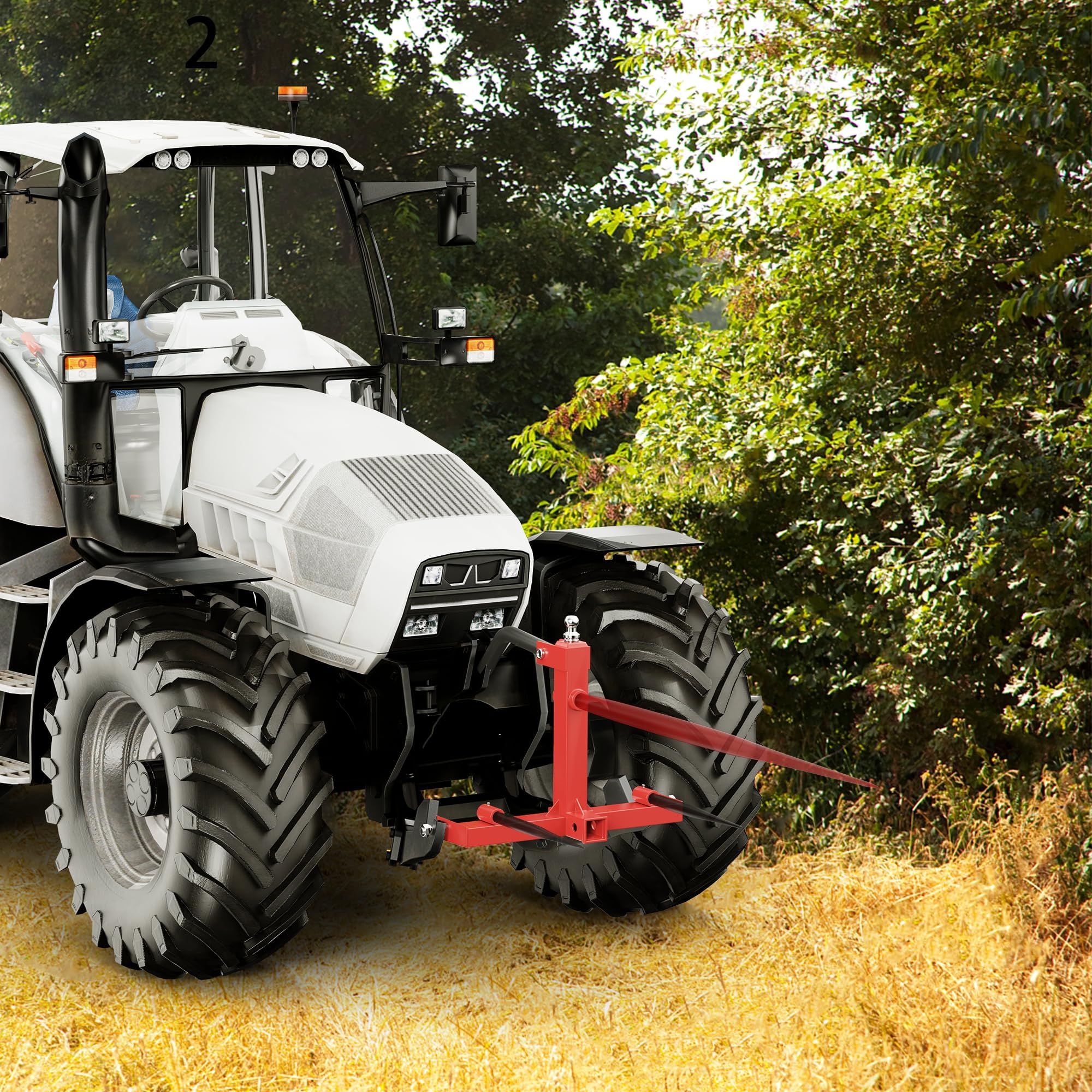 Garvee Lanza para heno de 49 pulgadas, pinza para balas de acero 60Si2Mn de alta resistencia para tractor y cargador frontal, accesorio agrícola para rotables, rojo, 1 pieza