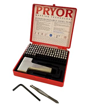 Pryor TPFH050 Interchangeable Steel Type Fount Set, Complete with Hand Holder, 3/16", 5.0mm