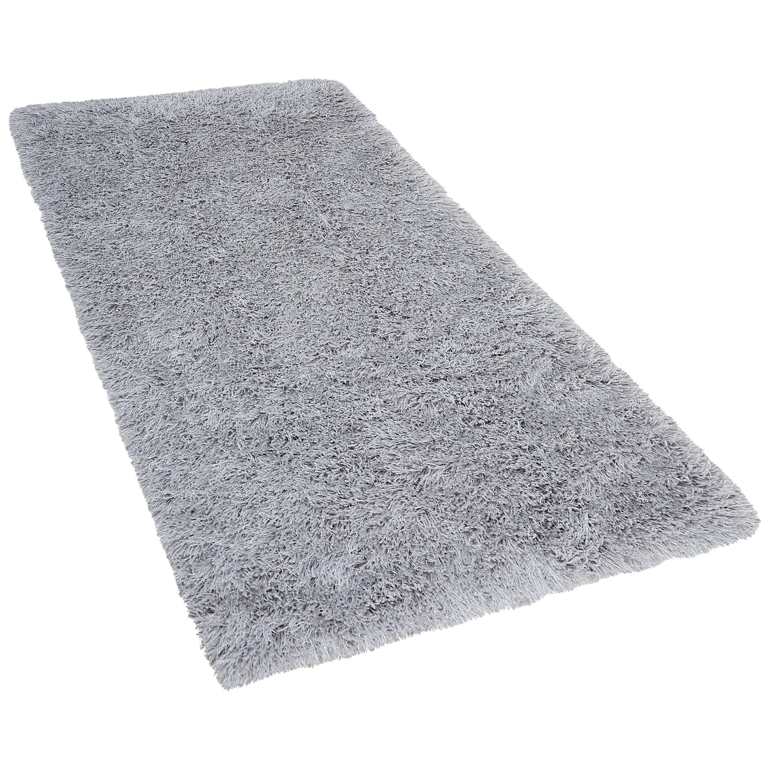 Tapis Shaggy Poil Long Gris Clair en Polyester et Coton pour Chambre ou Salon au Style Scandinave 80 x 150 cm Beliani