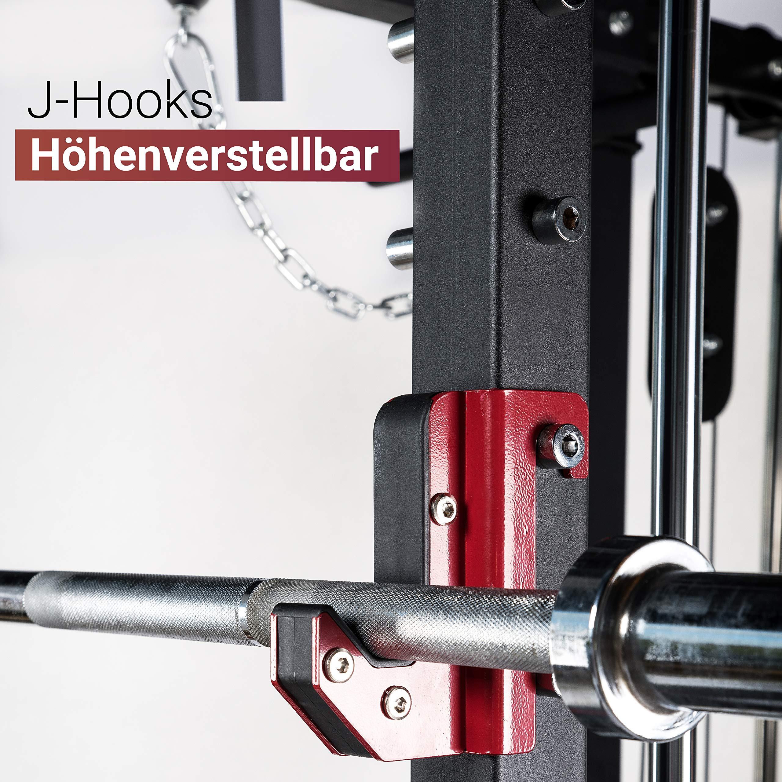 Smith Machine Multipresse HR500 mit Klimmzugstange, Multipresse Squat Rack mit geführter Langhantel mit Sicherheitsablagen, Kniebeugeständer mit Klimmzugstange, bis 272kg belastbar