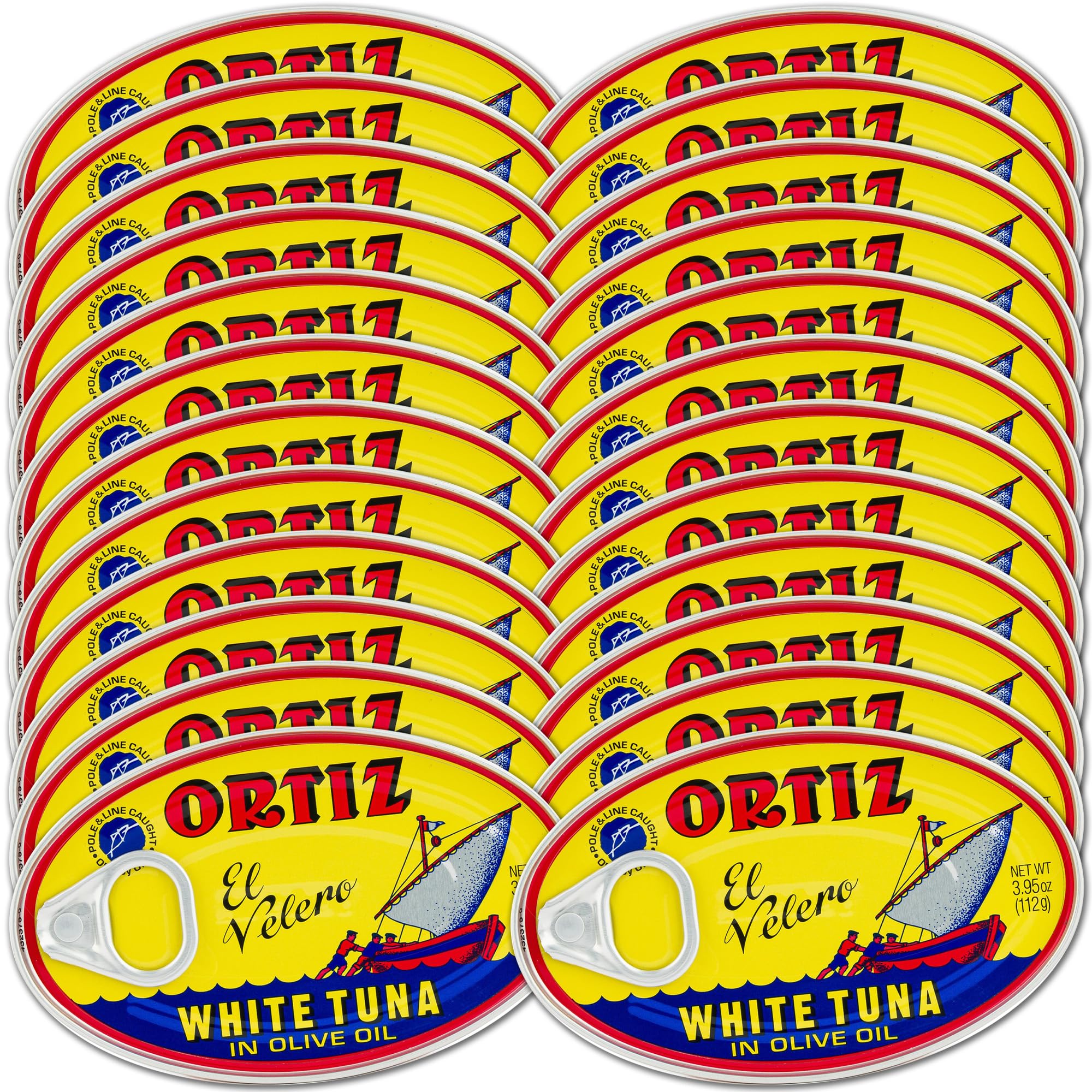Ortiz White Tuna in Olive Oil, Fresh Tender Slices, Spanish Wild Caught Tuna, High in Protein and Omega 3 Fats, Excellent in Salad, Pasta or Sandwiches - No Need to Add Mayo, 3.95oz Can (Pack of 24)