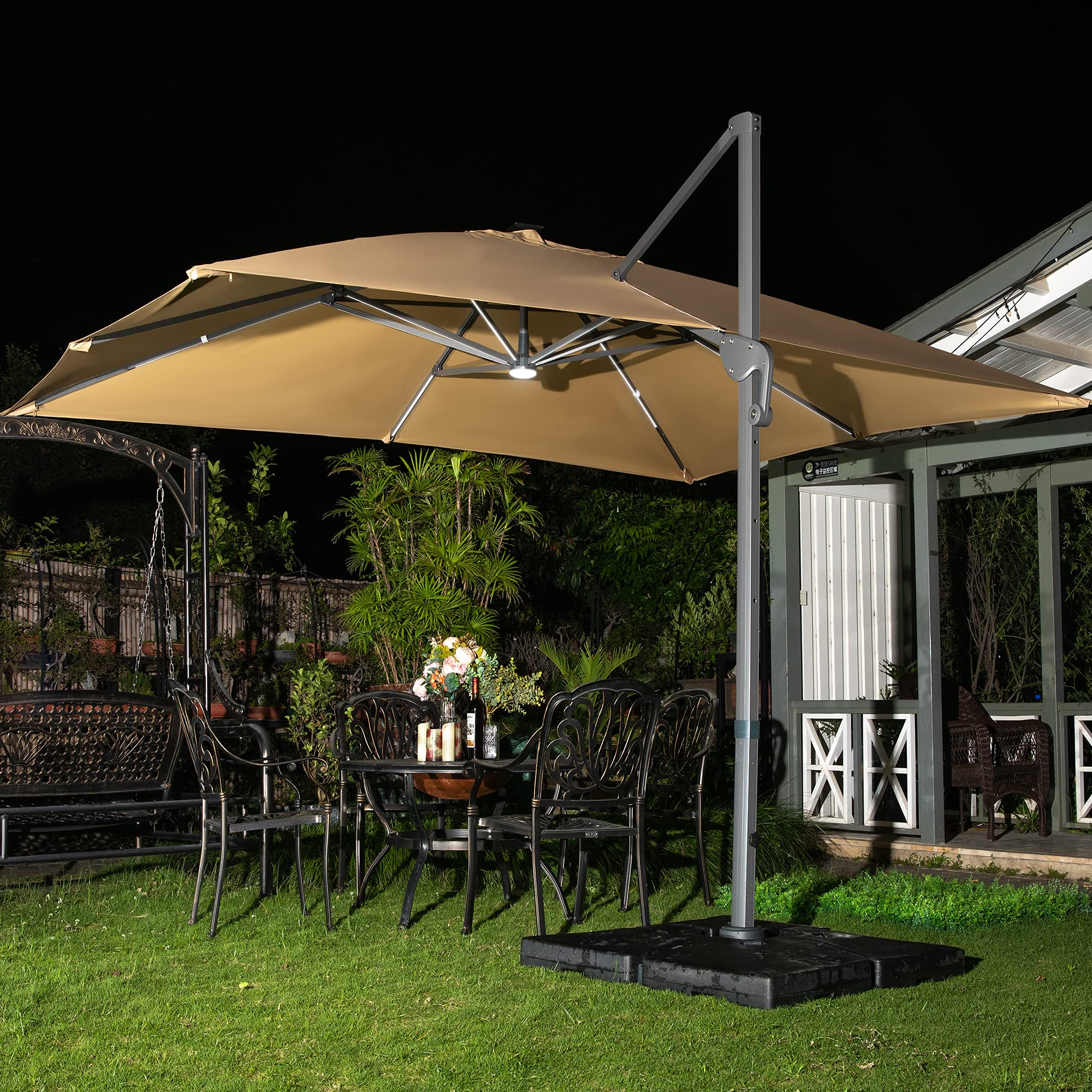 Buy Sunnyglade 10x13ft Solar Powered LED Cantilever Patio Umbrella
