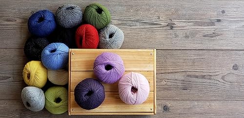 Miniatura 9 de Juego de 3 madejas de 100% lana de alpaca, peso DK, celestial, suave y perfecto para tejer y tejer (gris carbón, DK)