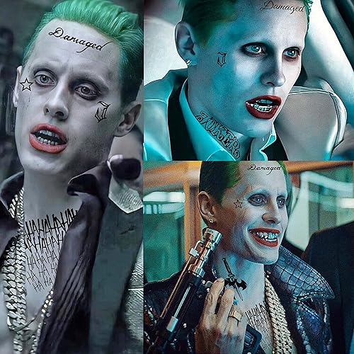 Miniatura 4 de 5 hojas de tatuajes temporales de Joker 3D para hombres, mujeres y adultos, kit de maquillaje de Halloween, payaso fantasma, sonrisa aterradora,
