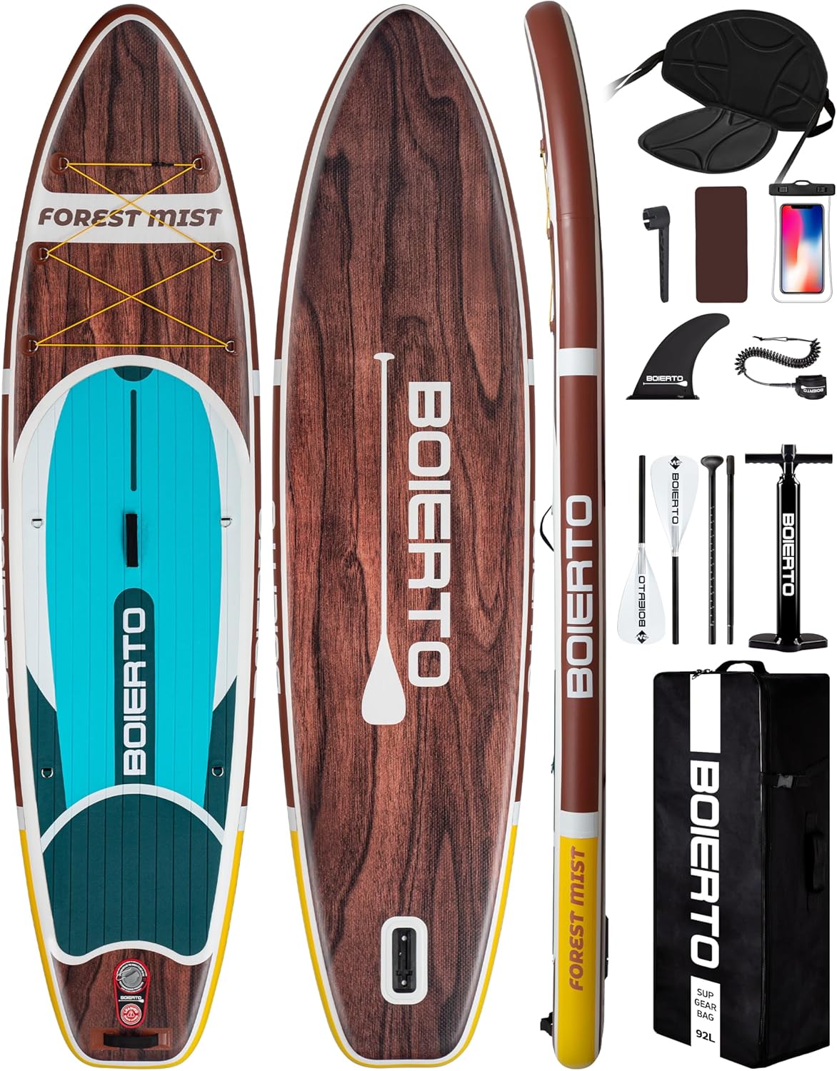Inflatable Stand Up Paddle Board 10’8“*34″/11’*33″ Extra Wide Paddle Boards for Adults, SUP with Premium Accessories & Nylon Backpack, Adjustable Paddle, Hand Pump, Bottom Fin, Leash