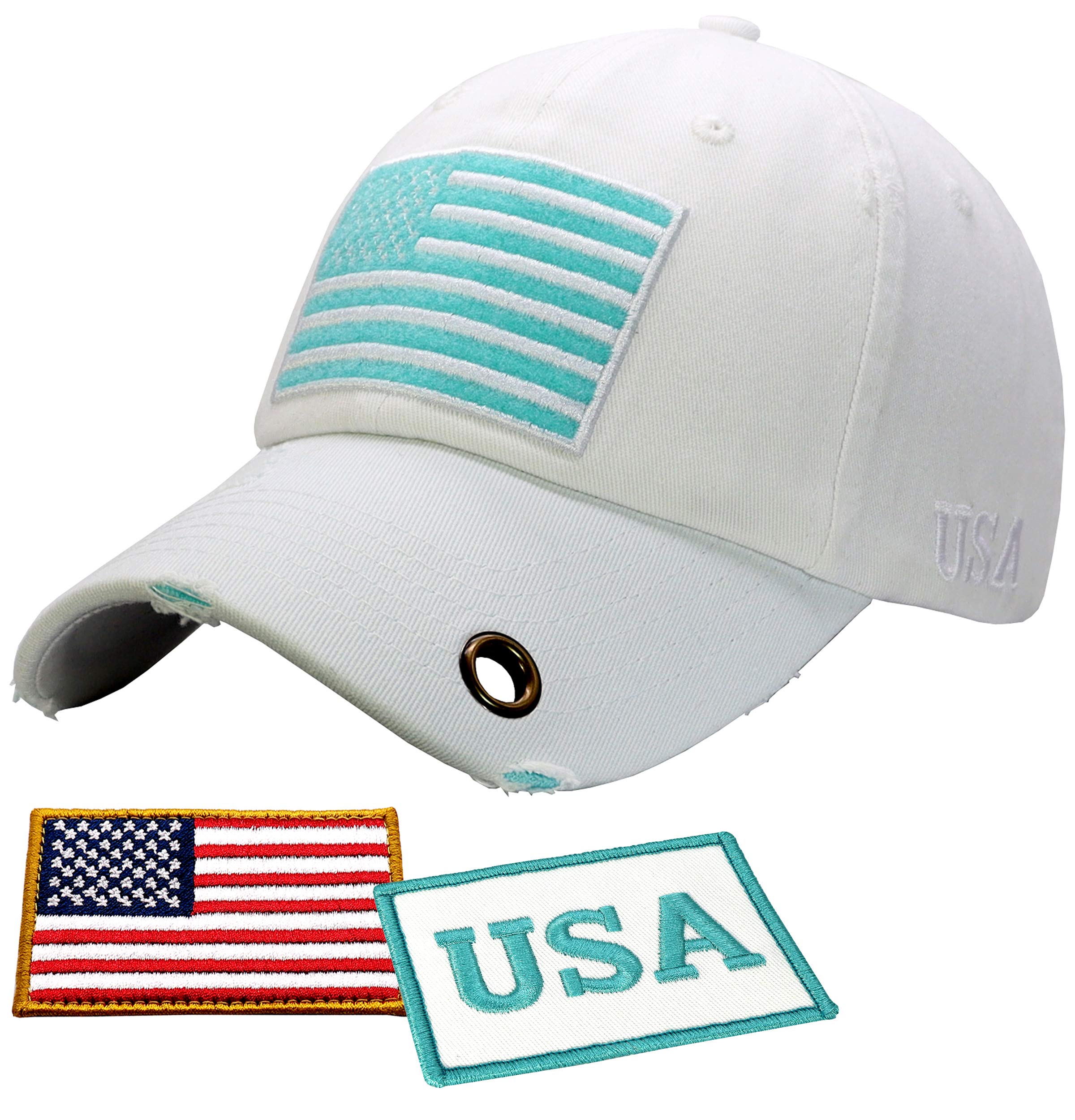 Antourage American Flag Unisex Baseball Hat for Men and Women | USA Flag Mesh Snapback Cap with 2 Patriotic Patches