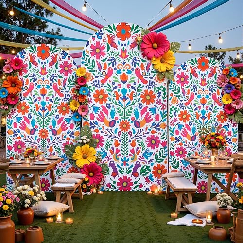 Set of 3 Arch Backdrop Cover Mexican Style 7.2ft 6.6ft 6ft Spandex Wrinkle Free Fitted Arch Background Top Chiara Arch Cover for Wedding Birthday Party Photography Arch Background
