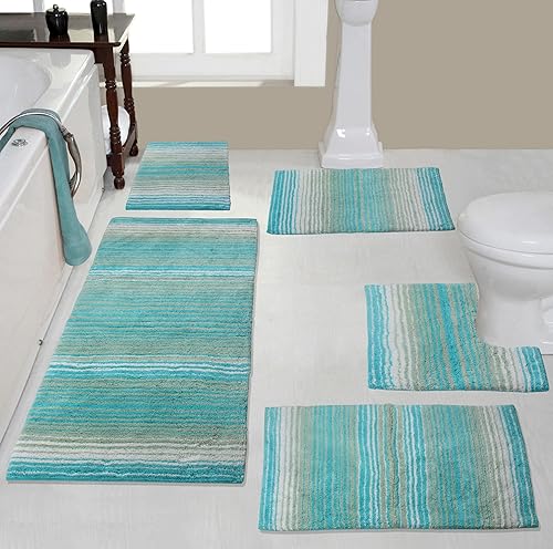 Miniatura 34 de Home Weavers Colección Gradiation 100% algodón, alfombra lavable, tapete de baño, tapete de cocina, juego de alfombras de baño, antideslizantes