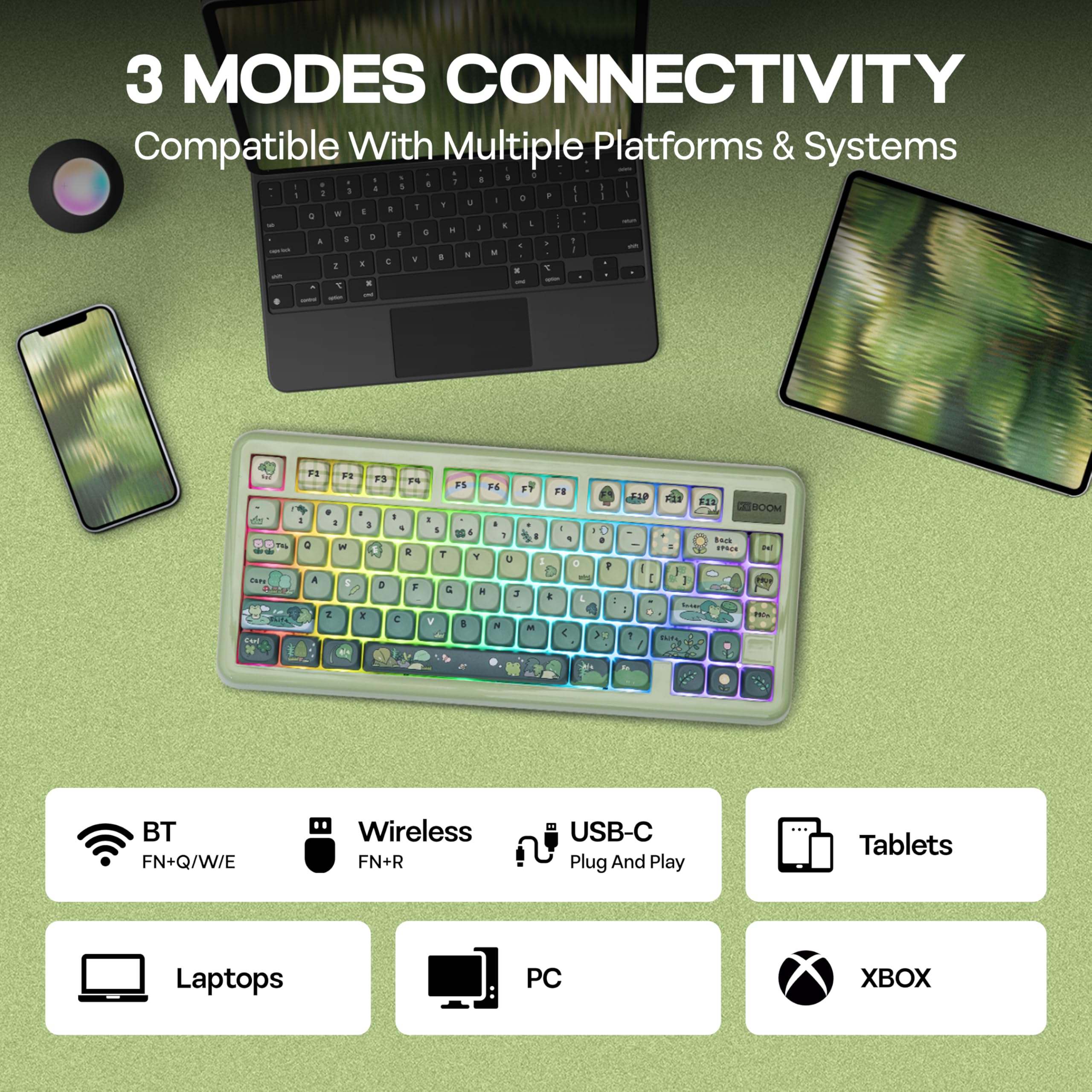 KiiBoom Phantom81 Lite - Teclado mecánico con 75% de junta, programable, QMK&VIA, teclado inalámbrico para juegos, retroiluminación RGB, carcasa ABS + tecnología UV, intercambiable en caliente para